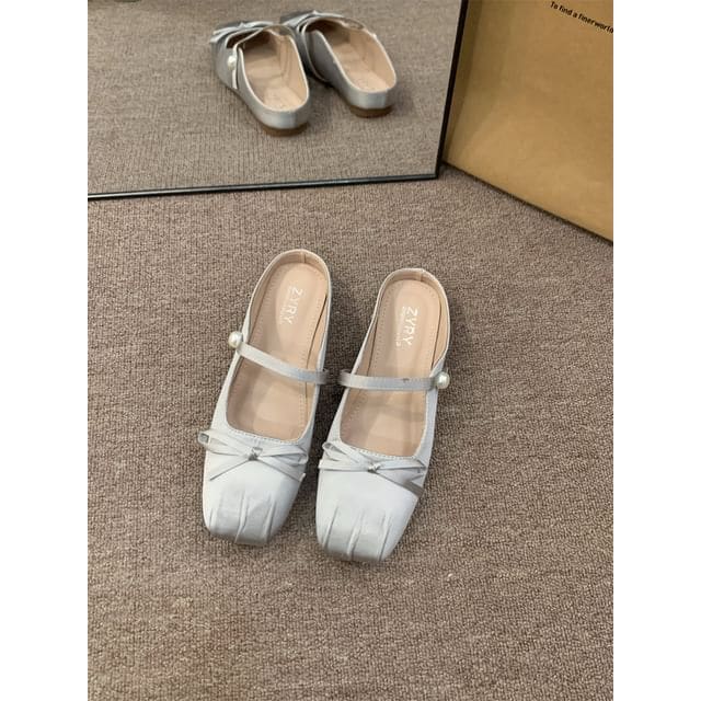 Square Toe Bow Mules - ZYD619-15 - Gray / 35