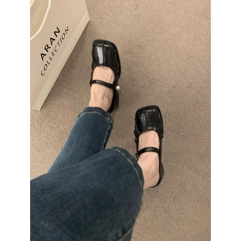 Square Toe Chunky Heel Mules