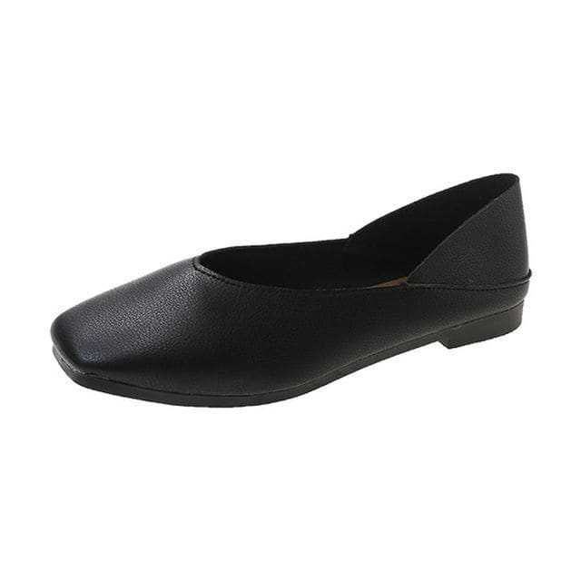 Square Toe Flats - Black / 35 - Shoes