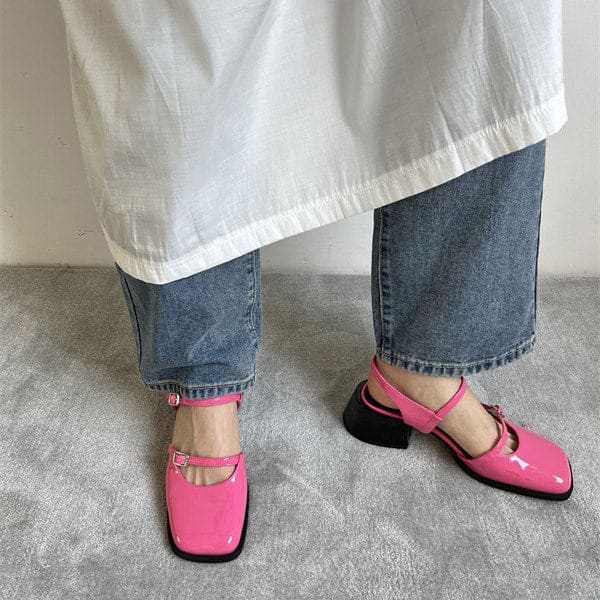 Square Toe Mary Jane Shoes - Shoes