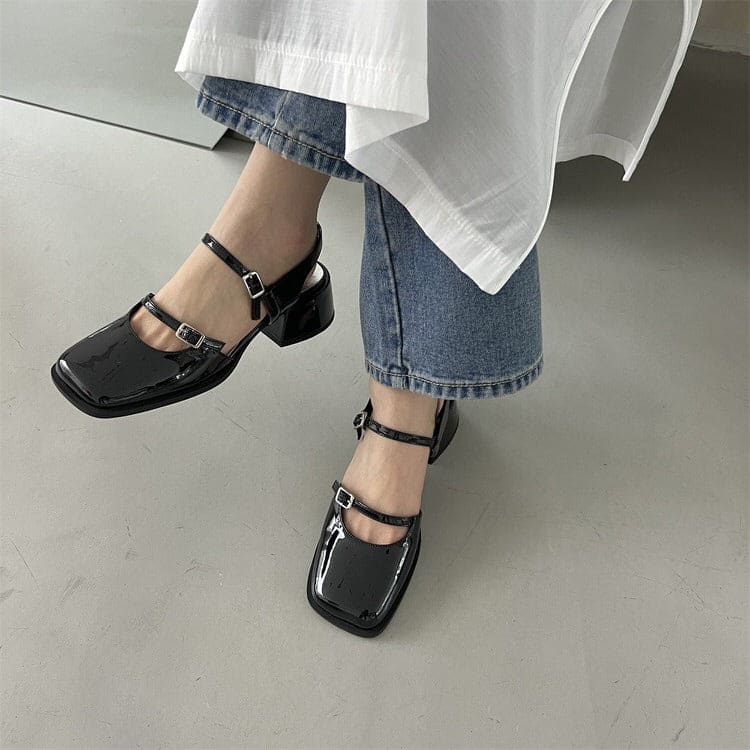 Square Toe Mary Jane Shoes - Shoes