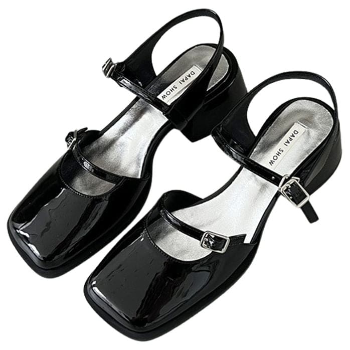 Square Toe Mary Jane Shoes - EU35 (US5.0) / Black - Shoes
