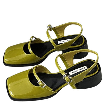 Square Toe Mary Jane Shoes - EU35 (US5.0) / Green - Shoes