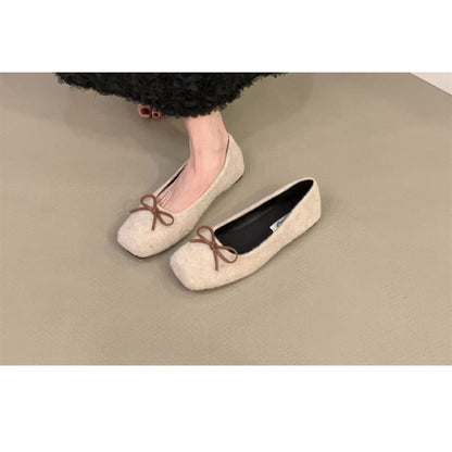 Square Toe Plain Bow Flats