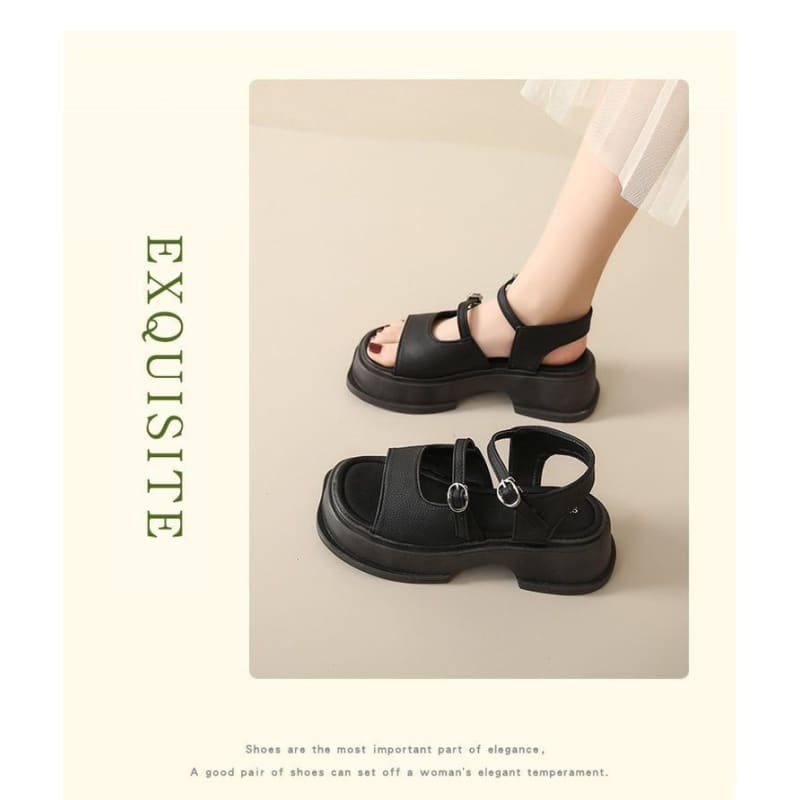 Square Toe Platform Plain Sandals