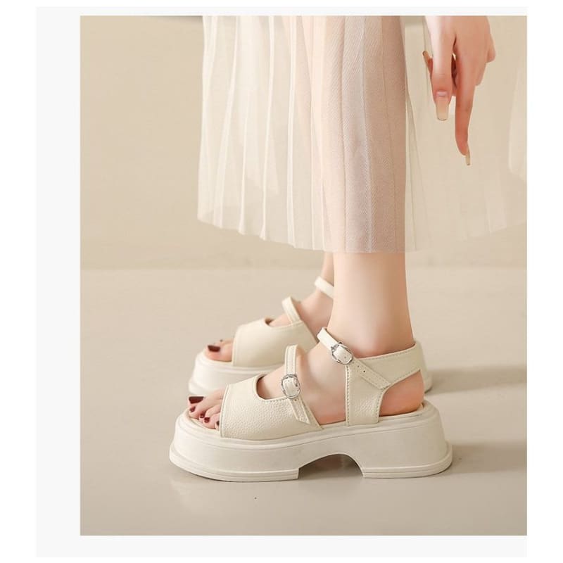 Square Toe Platform Plain Sandals