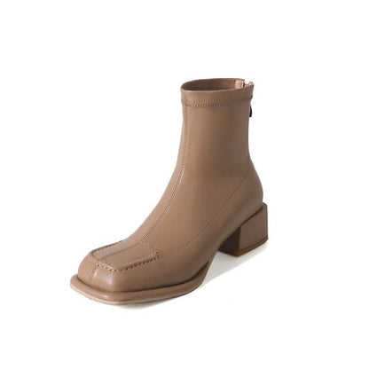 Square Toe Short Boots - Almond / 33