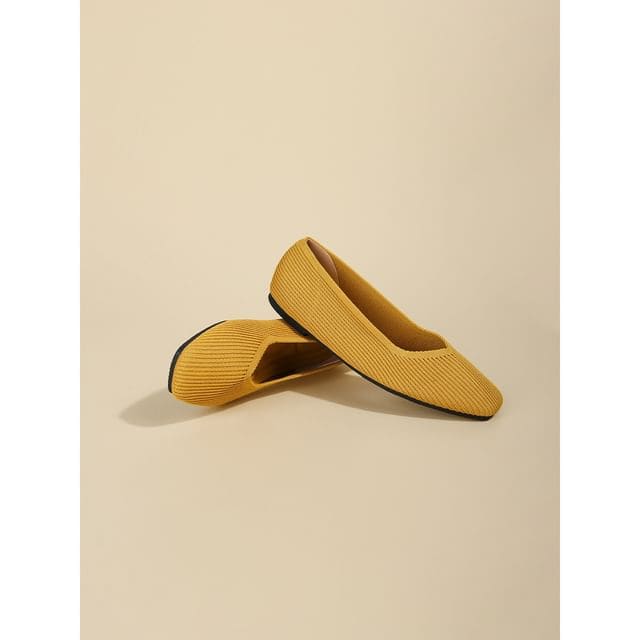 Square Toe Woven Flats - Yellow / 34