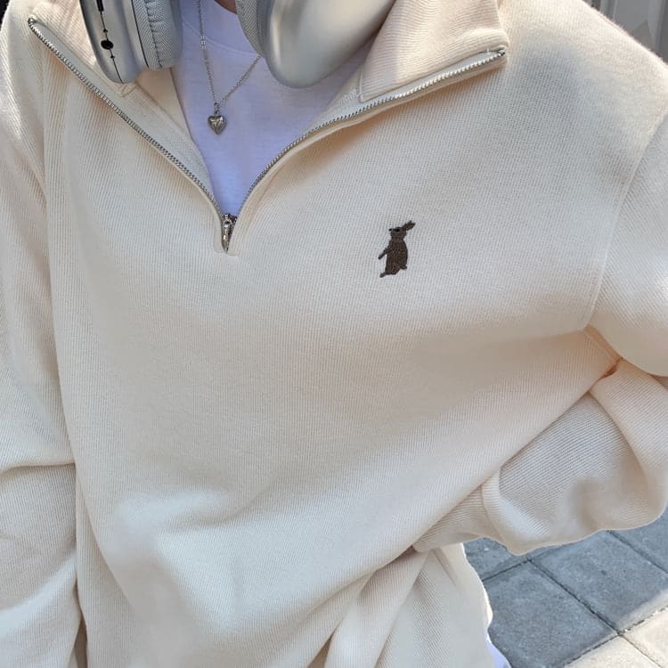 Stand Collar Embroidered Sweatshirt