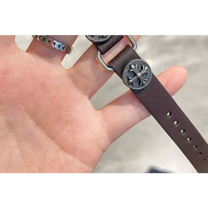 Star Alloy Studded Faux Leather Apple Watch Band