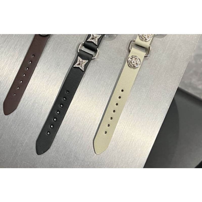 Star Alloy Studded Faux Leather Apple Watch Band