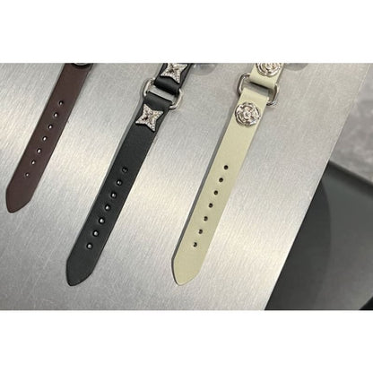 Star Alloy Studded Faux Leather Apple Watch Band