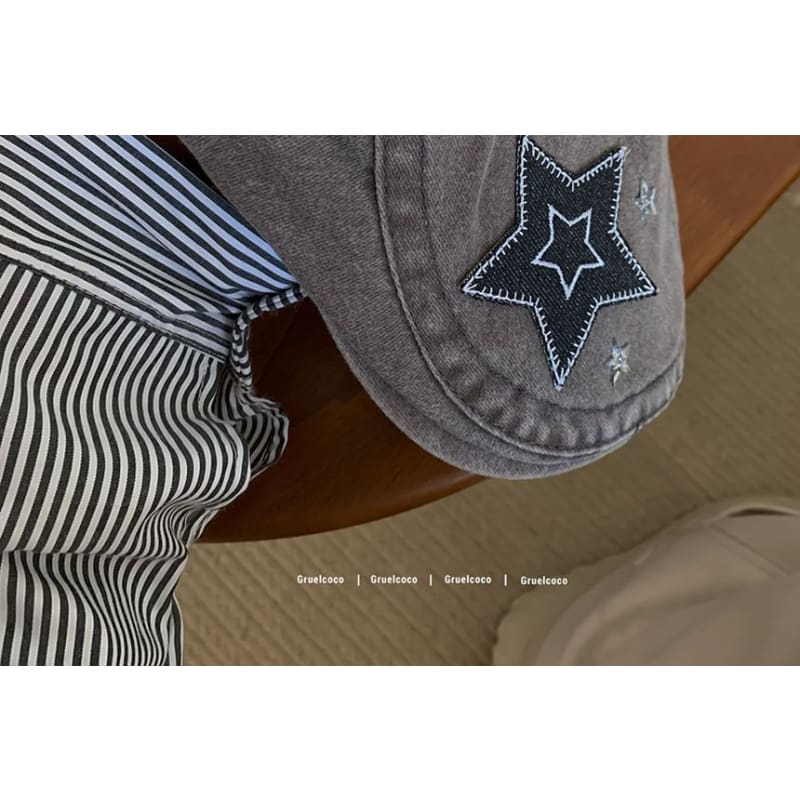 Star Applique Flat Cap