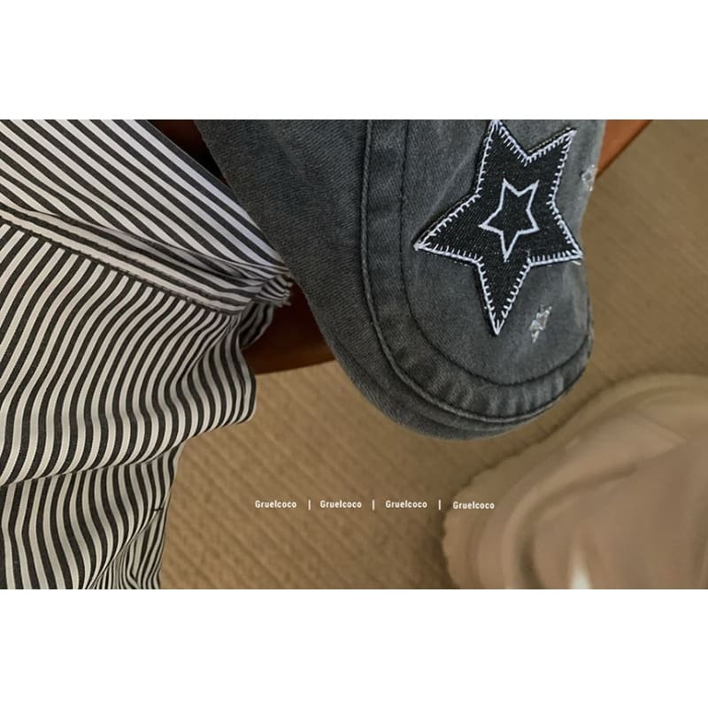 Star Applique Flat Cap