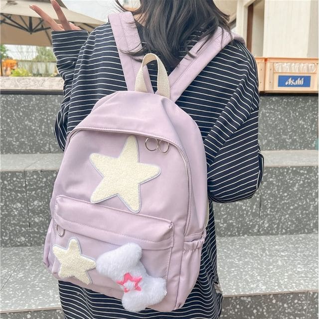 Star Applique Multi-Pocket Backpack