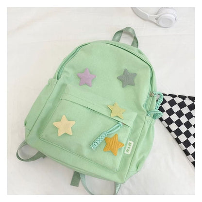 Star Applique Nylon Zipper Backpack