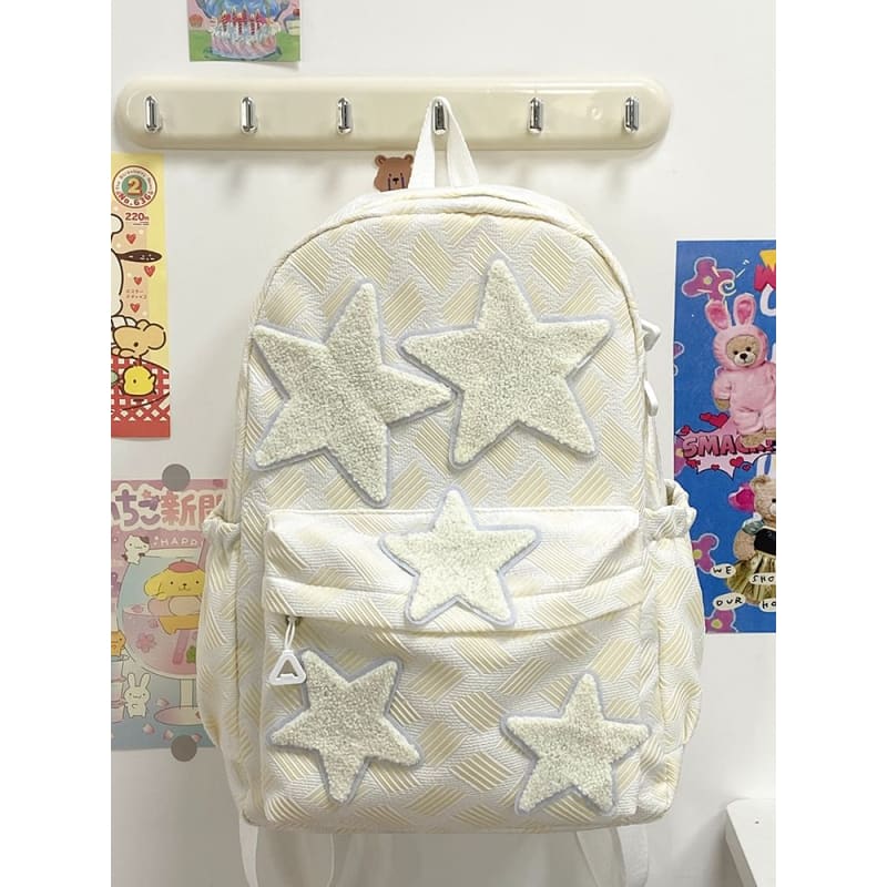 Star Applique Zipper Nylon Backpack