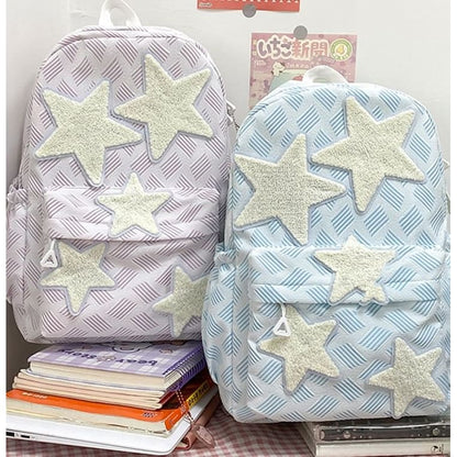 Star Applique Zipper Nylon Backpack