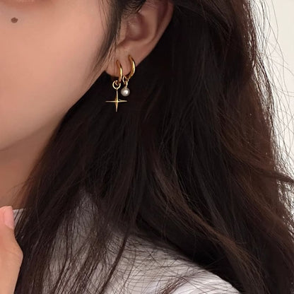 Star Asymmetrical Alloy Drop Earring - EH2236 - 1 Pair