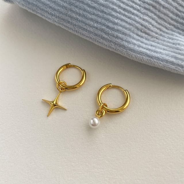 Star Asymmetrical Alloy Drop Earring - EH2236 - 1 Pair