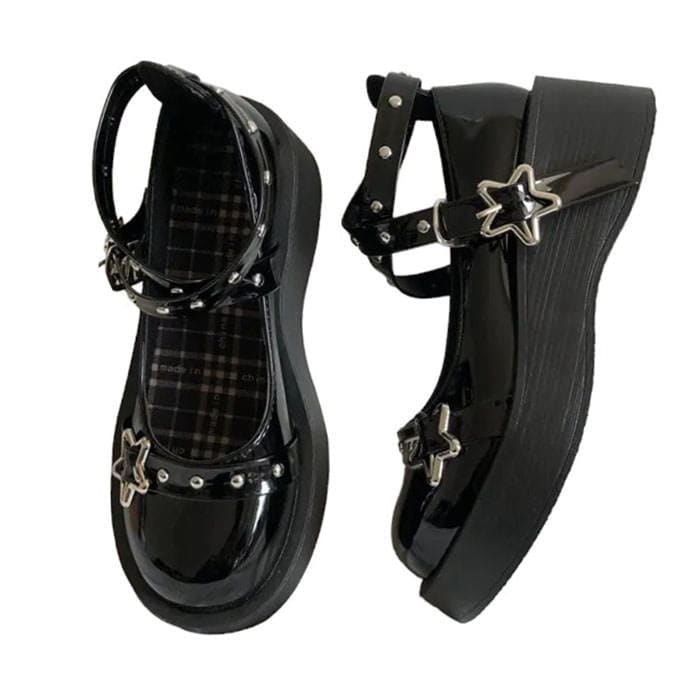 Star Black Platform Sandals - Sand