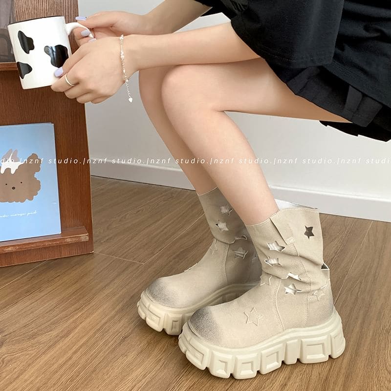 Star Cutout Platform Short Boots