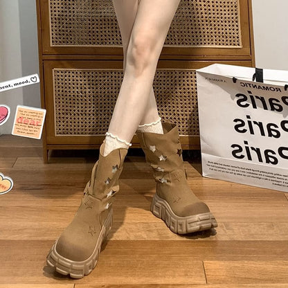 Star Cutout Platform Short Boots