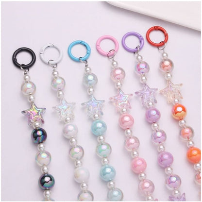 Star Faux Pearl Acrylic Bag Charm Keyring