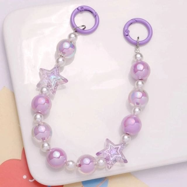 Star Faux Pearl Acrylic Bag Charm Keyring - Q1296-2