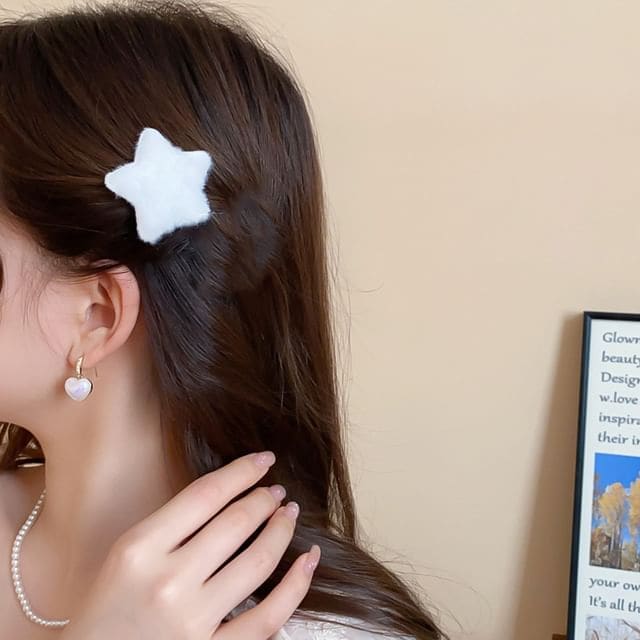 Star Hair Clip - 03# - Duckbill Clip - White / One Size