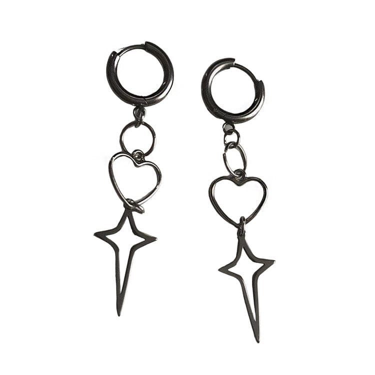 Star Heart Earrings - Standart / Silver - earrings