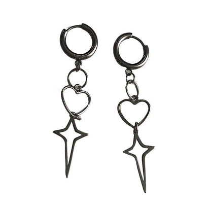 Star Heart Earrings - Standart / Silver - earrings