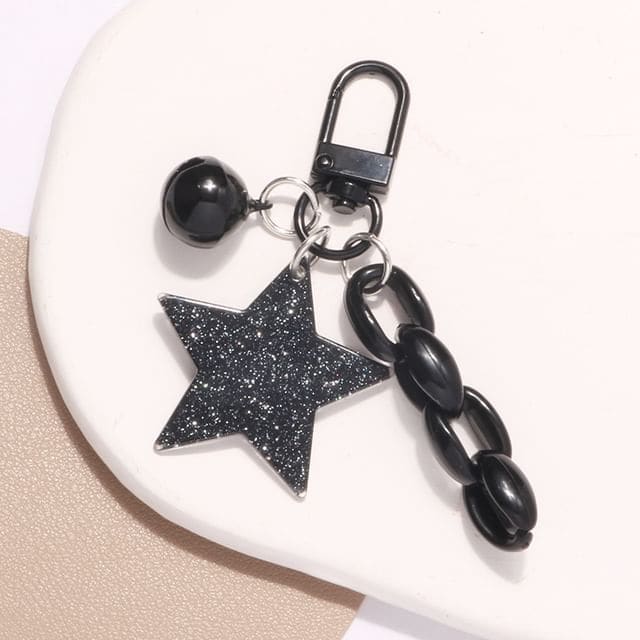 Star Key Chain - Q1239-2 - Black / One Size