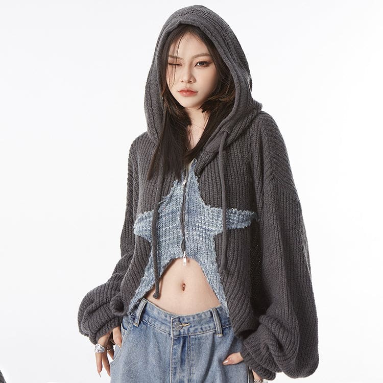 Star Knit Hoodie - Sweater