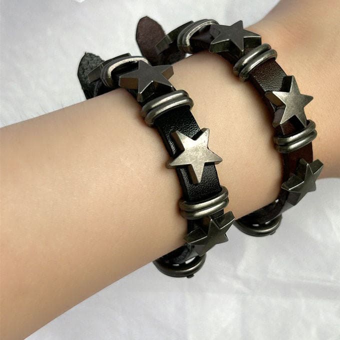 Star Leather Bracelet - bracelet