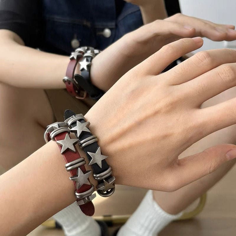 Star Leather Bracelet - bracelet