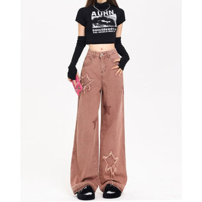 Star Patch Pink Jeans - Jeans