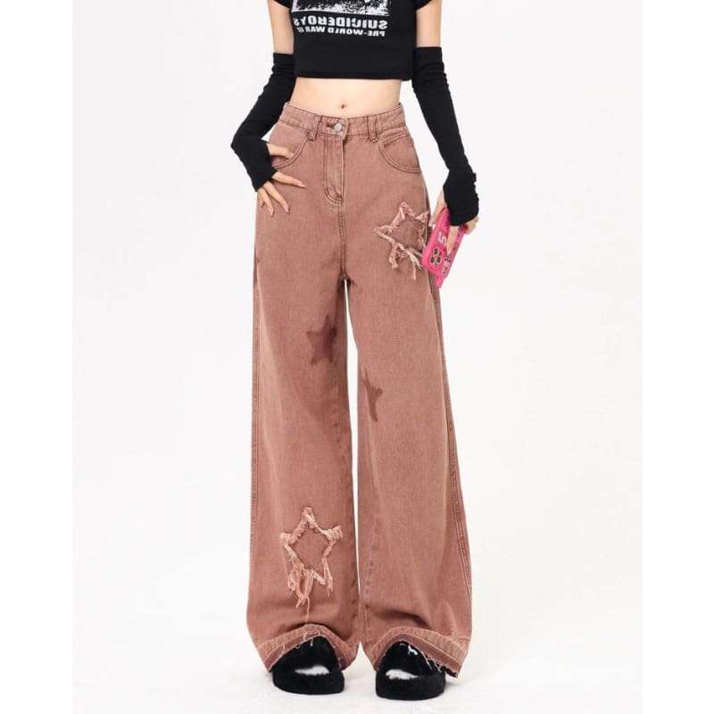 Star Patch Pink Jeans - Jeans