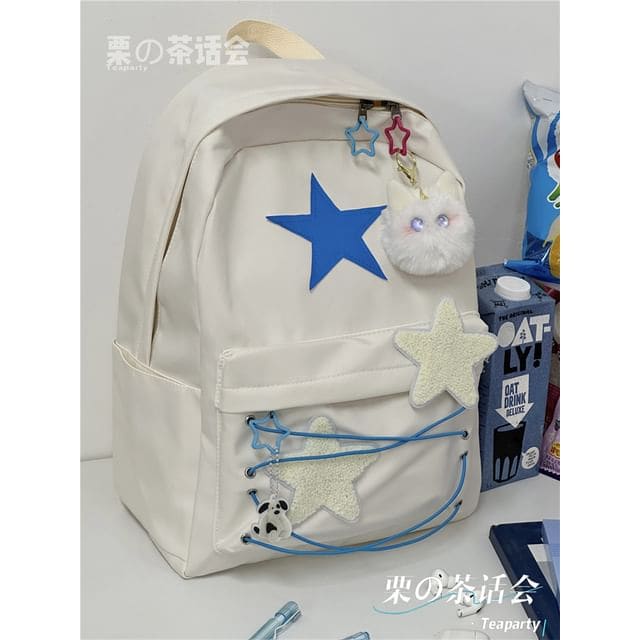 Star Pattern Backpack / Bag Charm / Set - With White Elf