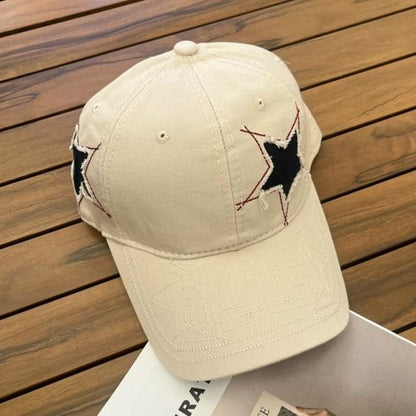 Star Pattern Cap - 651 - Beige / One Size