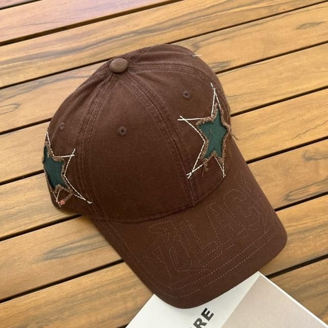 Star Pattern Cap - 651 - Coffee / One Size