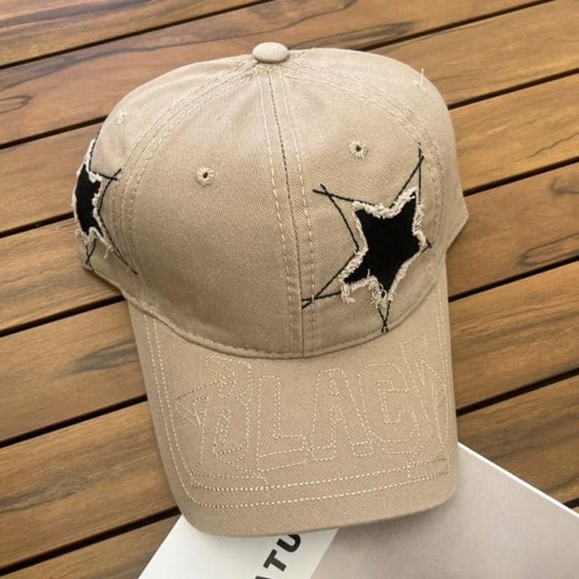 Star Pattern Cap - 651 - Khaki / One Size