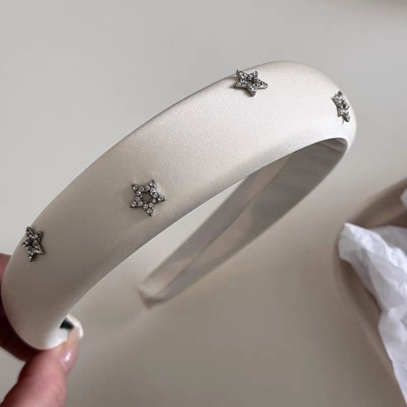 Star Rhinestone Headband - Standart / White - Other