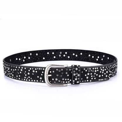 Star Rivet Belt - 90cm / 35.4 in / Black - Belts