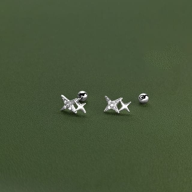 Star Threader Earring / Barbell Earring - 1 Pair - Stud