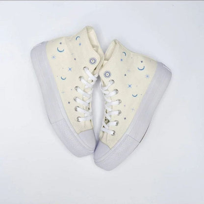 Starry Flower Canvas Shoes - Lovesickdoe - Beige / 35/US5.5