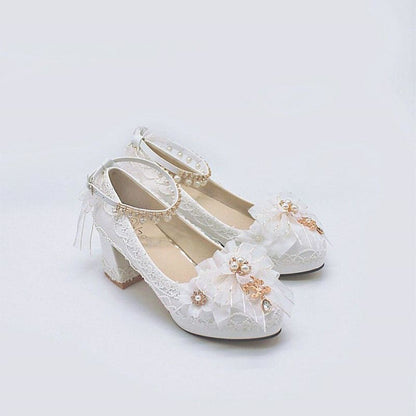 Starry Night Lolita Buckle Bow Pearl Princess Dance Shoes