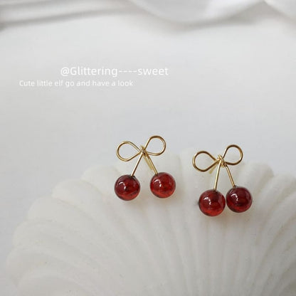 Sterling Silver Cherry Stud Earring