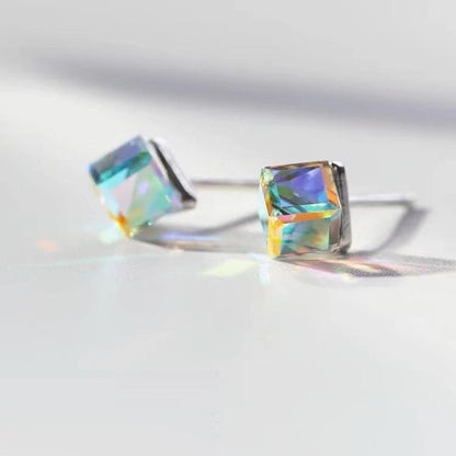 Sterling Silver Cube Stud Earring