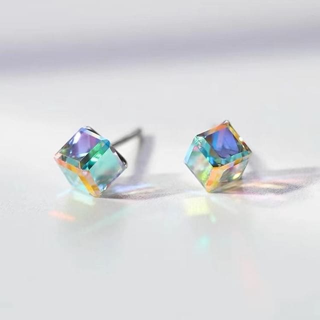 Sterling Silver Cube Stud Earring